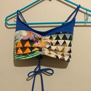 PrAna Makoa swim top size L VGUC Bluegrass Paradise print